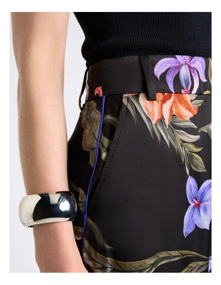 Midnight Tropical Piped Wide Leg Pant in Black image 3
