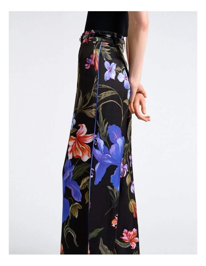 Midnight Tropical Piped Wide Leg Pant in Black image 4
