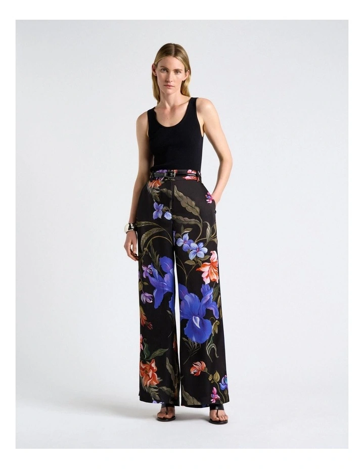 Midnight Tropical Piped Wide Leg Pant in Black image 5