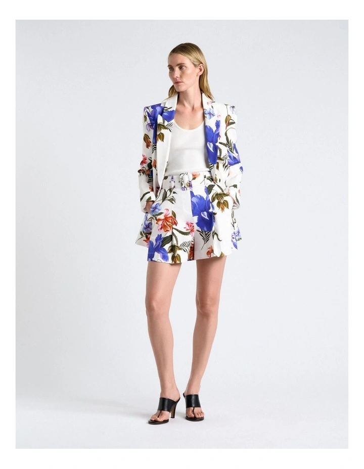 Ivory Tropical Reverie Belted Shorts in White image 6