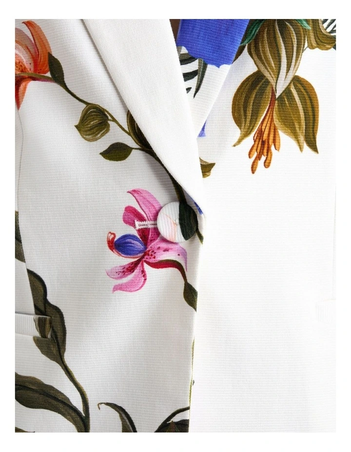 Ivory Tropical Reverie Blazer in White image 4