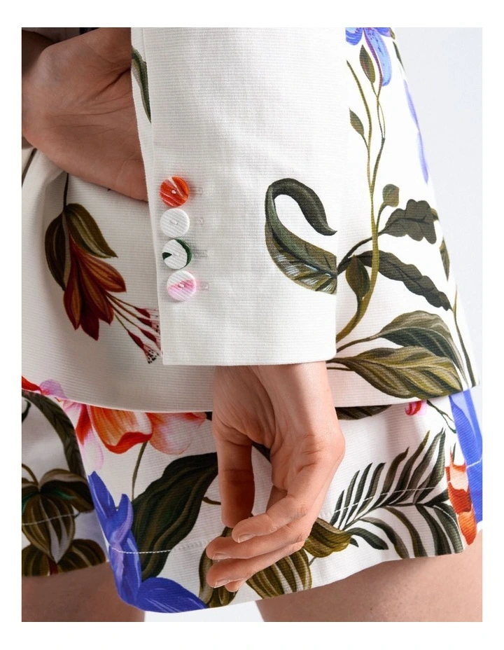 Ivory Tropical Reverie Blazer in White image 5