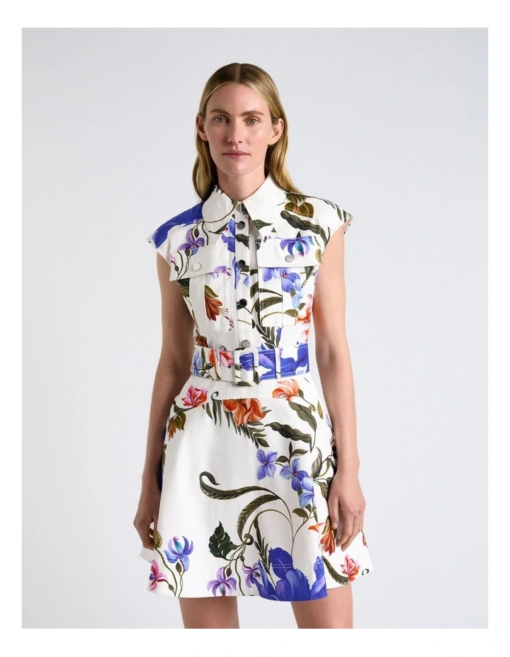 Ivory Tropical Reverie Mini Dress in White image 3