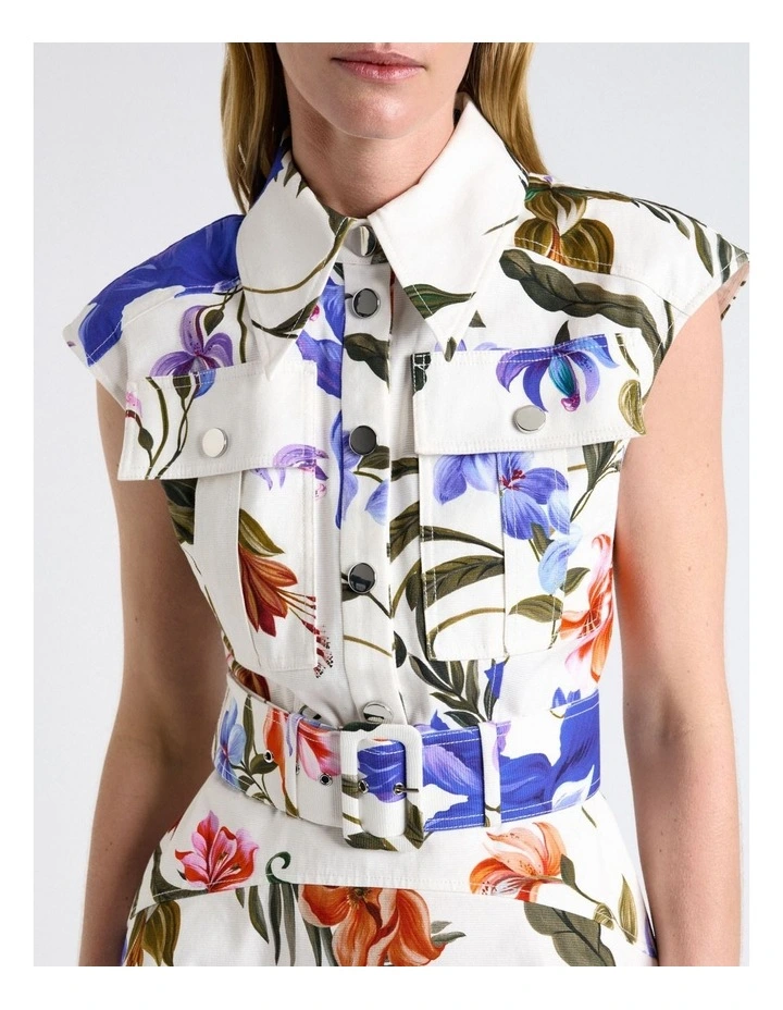 Ivory Tropical Reverie Mini Dress in White image 4