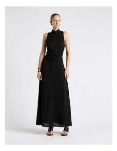 Stretch Viscose Maxi Dress in Black