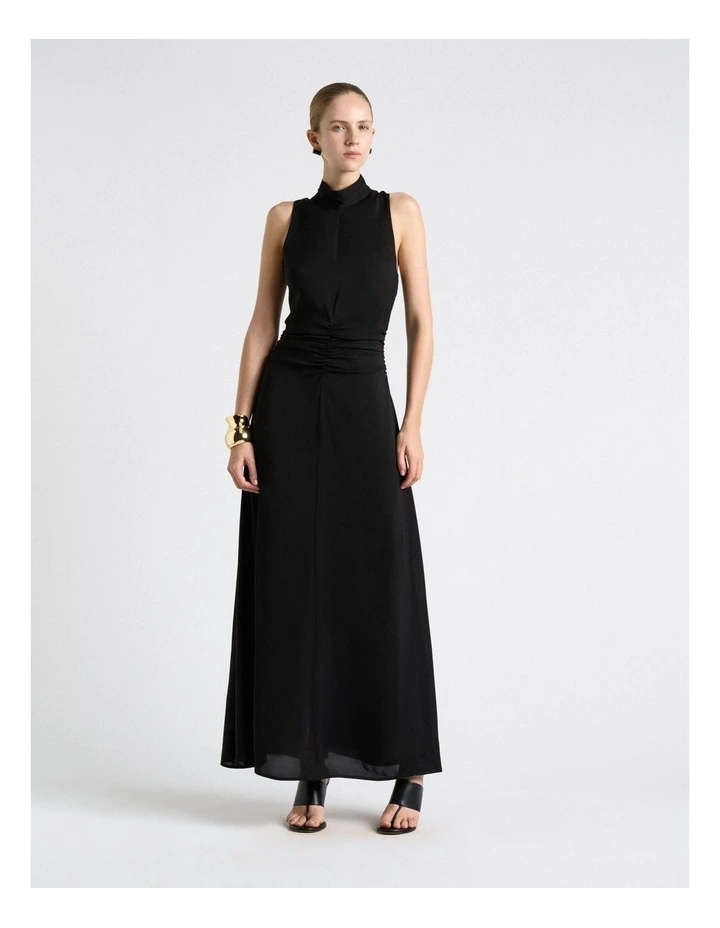 Stretch Viscose Maxi Dress in Black image 1