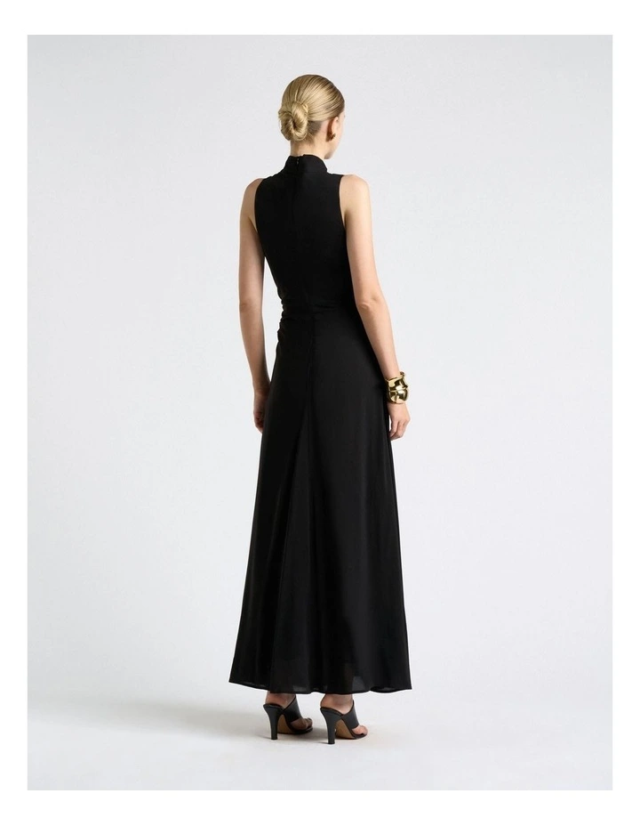 Stretch Viscose Maxi Dress in Black image 2