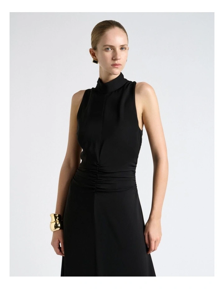 Stretch Viscose Maxi Dress in Black image 3