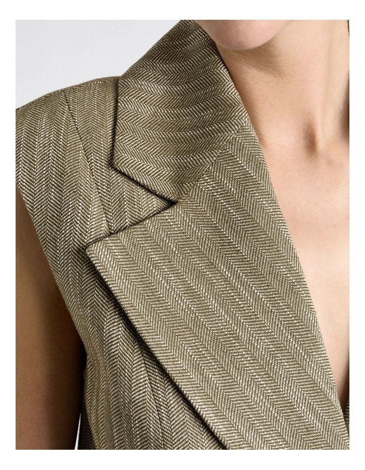European Herringbone Longline Waistcoat in Green image 4