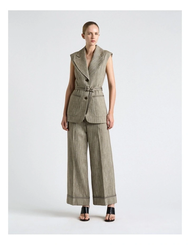 European Herringbone Longline Waistcoat in Green image 5