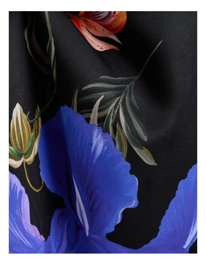 Midnight Tropical Piped Midi Dress in Black image 6