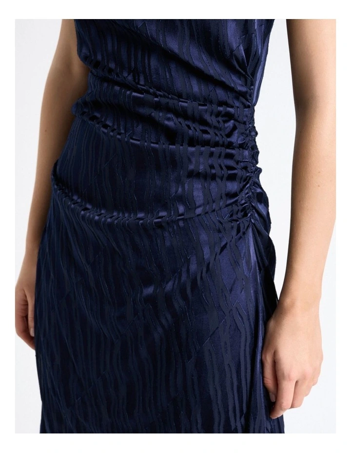 Broken Stripe Burnout Asymmetric Midi Dress in Blue image 4