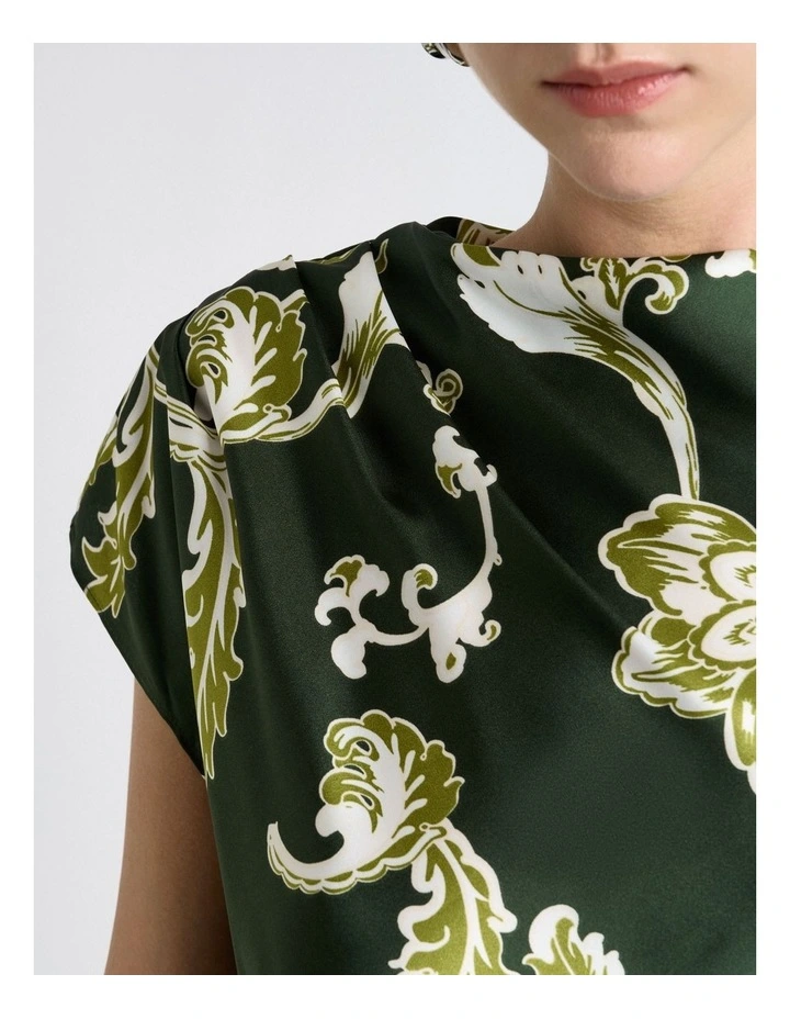Chintz Floral Draped Top in Green image 3