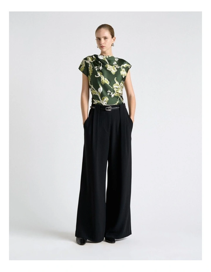 Chintz Floral Draped Top in Green image 4