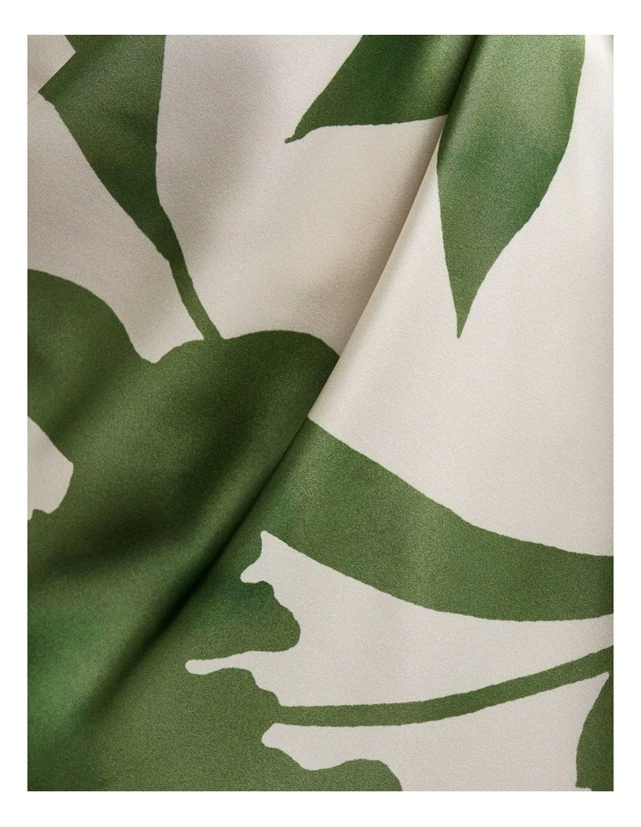 Shadow Floral Satin Draped Midi Dress in Cream image 5