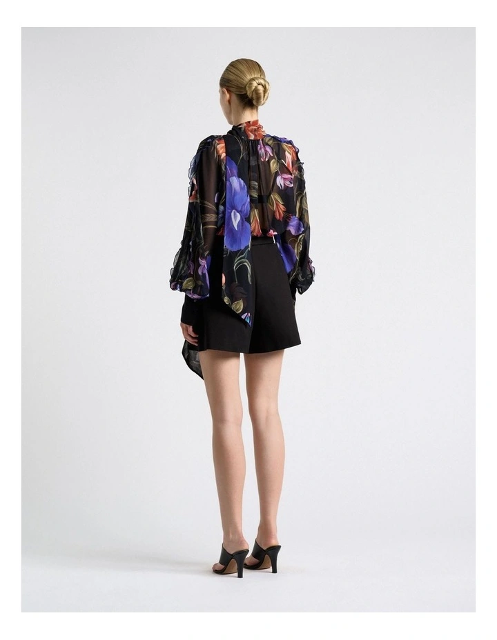 Midnight Tropical Georgette Blouse in Black image 2