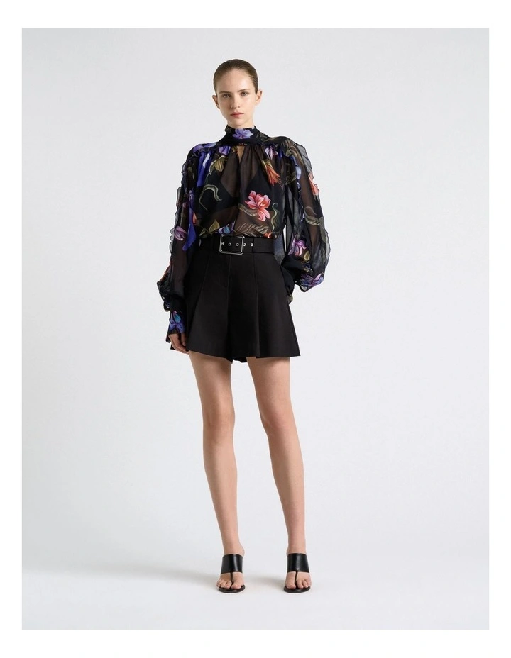 Midnight Tropical Georgette Blouse in Black image 5