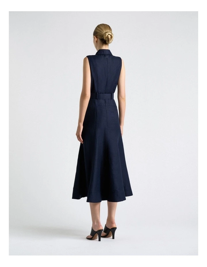 Linen Blend Sleeveless Shirt Midi Dress image 2