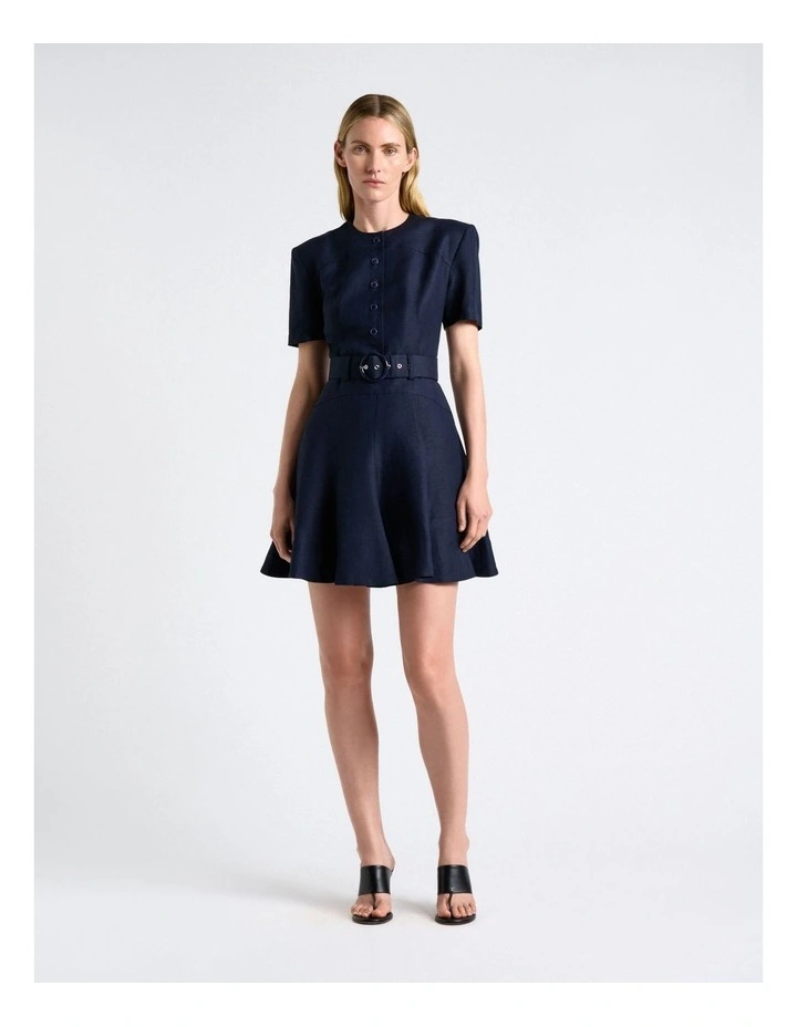 Linen Blend Belted Mini Dress image 1