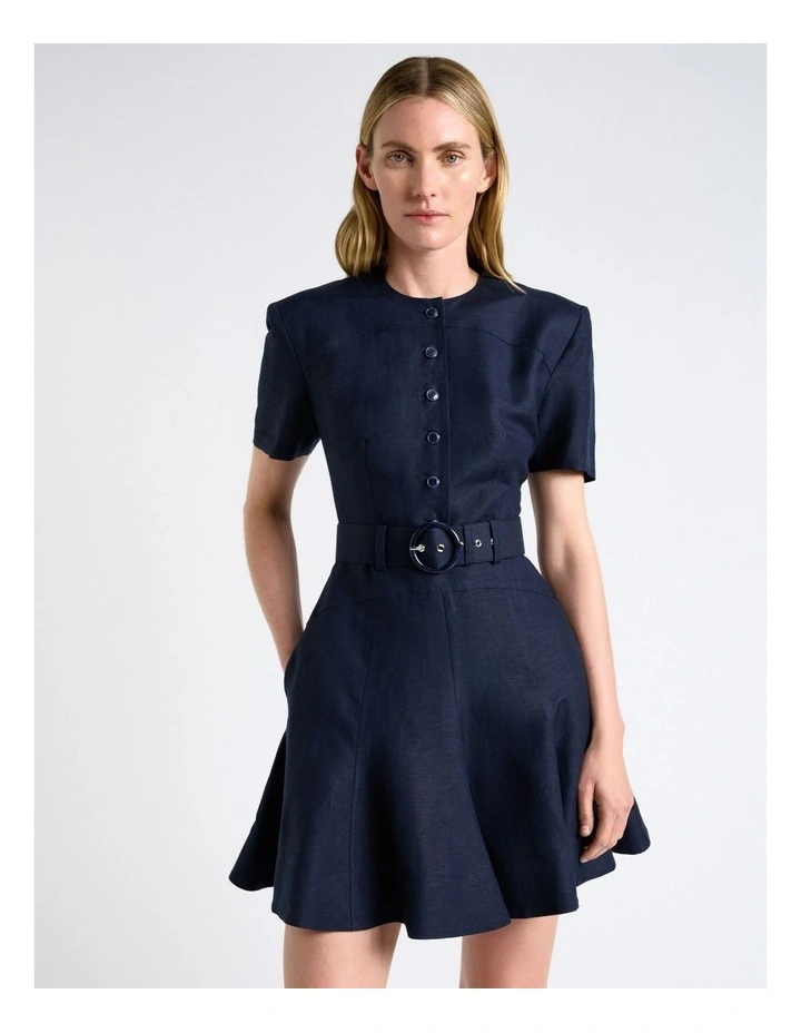 Linen Blend Belted Mini Dress image 3