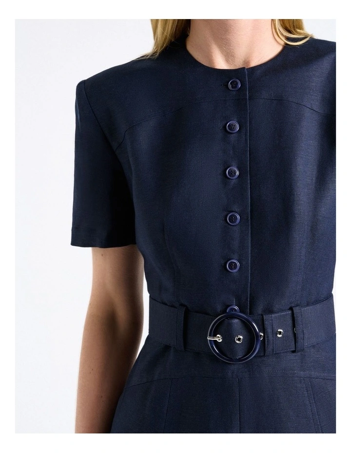 Linen Blend Belted Mini Dress image 4