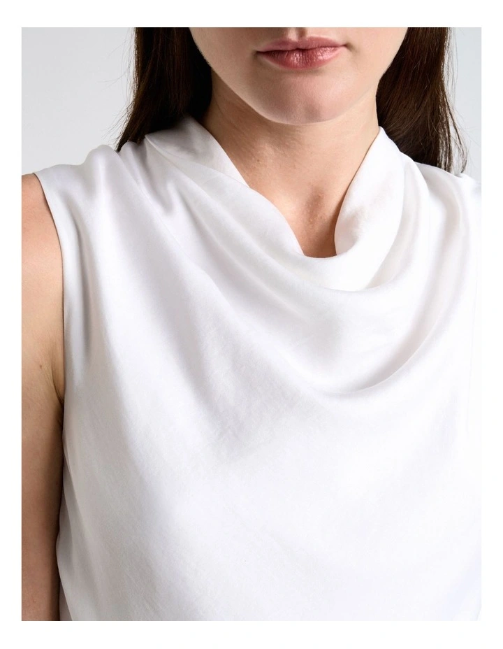 Satin Cowl Neck Top in Cream image 3
