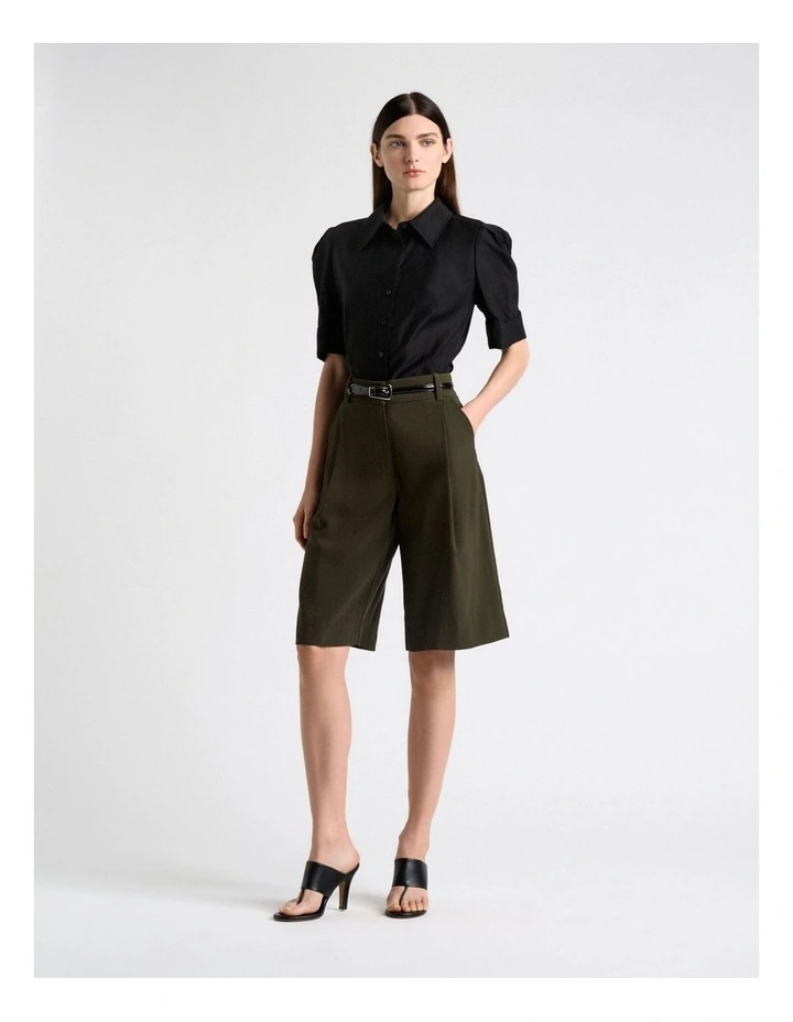 Soft Shirting Short Sleeve Shirt in Black image 4