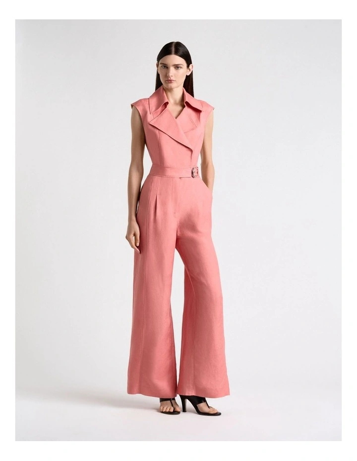 Linen Viscose Blend Jumpsuit in Pink image 1