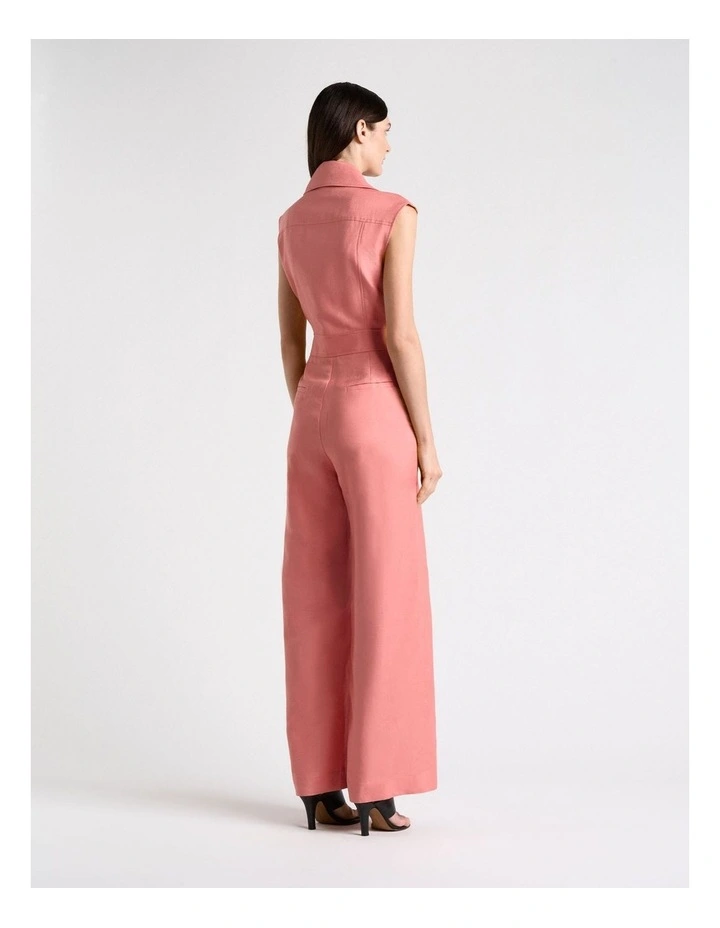 Linen Viscose Blend Jumpsuit in Pink image 2