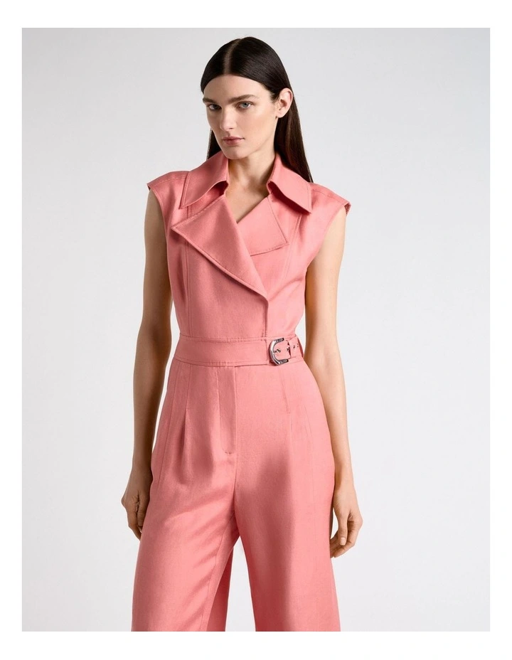 Linen Viscose Blend Jumpsuit in Pink image 3