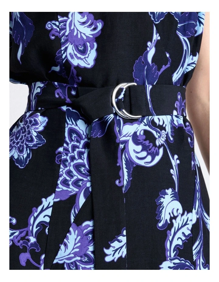 Chintz Floral Asymmetric Midi Dress in Blue image 4