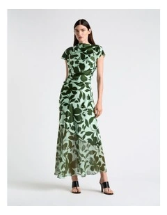 Shadow Garden Midi Dress in Green