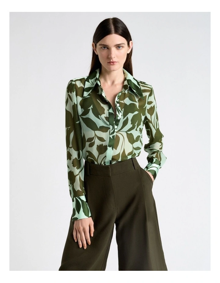 Shadow Garden Georgette Shirt in Green image 1