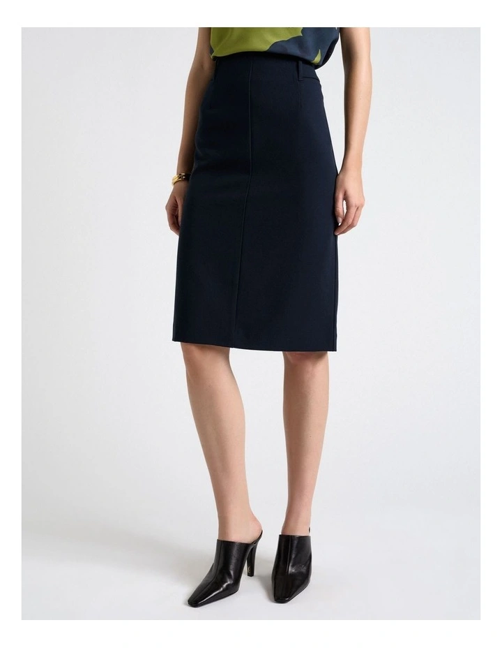 Stretch Suiting Pencil Skirt in Blue image 3