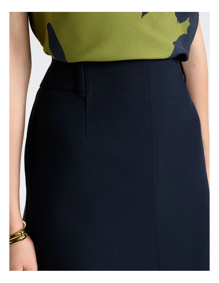 Stretch Suiting Pencil Skirt in Blue image 4