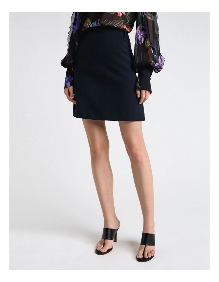 Stretch Suiting A-Line Mini Skirt in Blue image 1