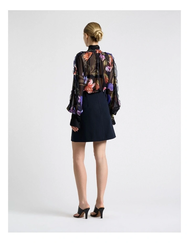 Stretch Suiting A-Line Mini Skirt in Blue image 2