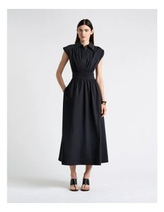 Black Soft Finish Cotton Shirt Dress