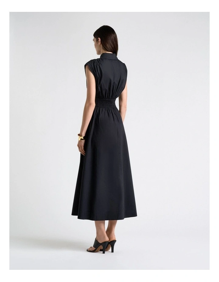Black Soft Finish Cotton Shirt Dress image 2