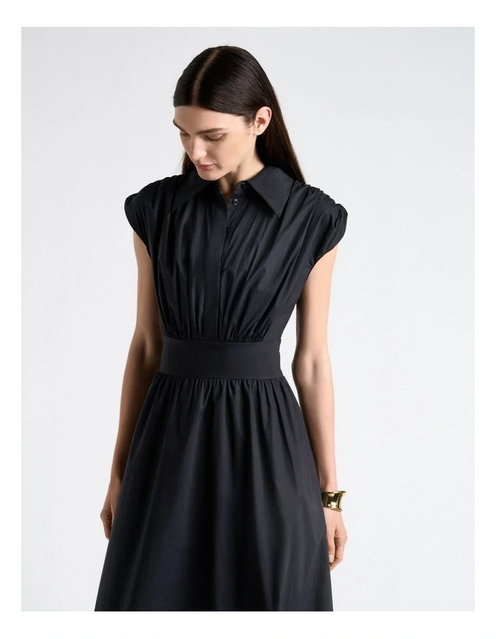 Black Soft Finish Cotton Shirt Dress image 3