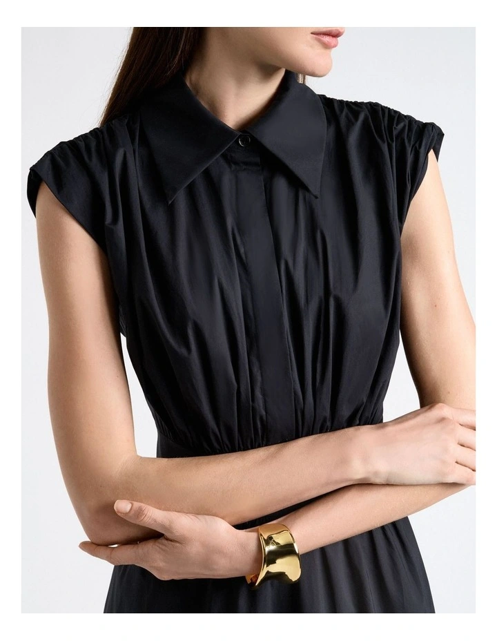 Black Soft Finish Cotton Shirt Dress image 4