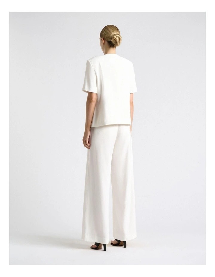 Viscose Twill Short Sleeve Top in Ivory image 2