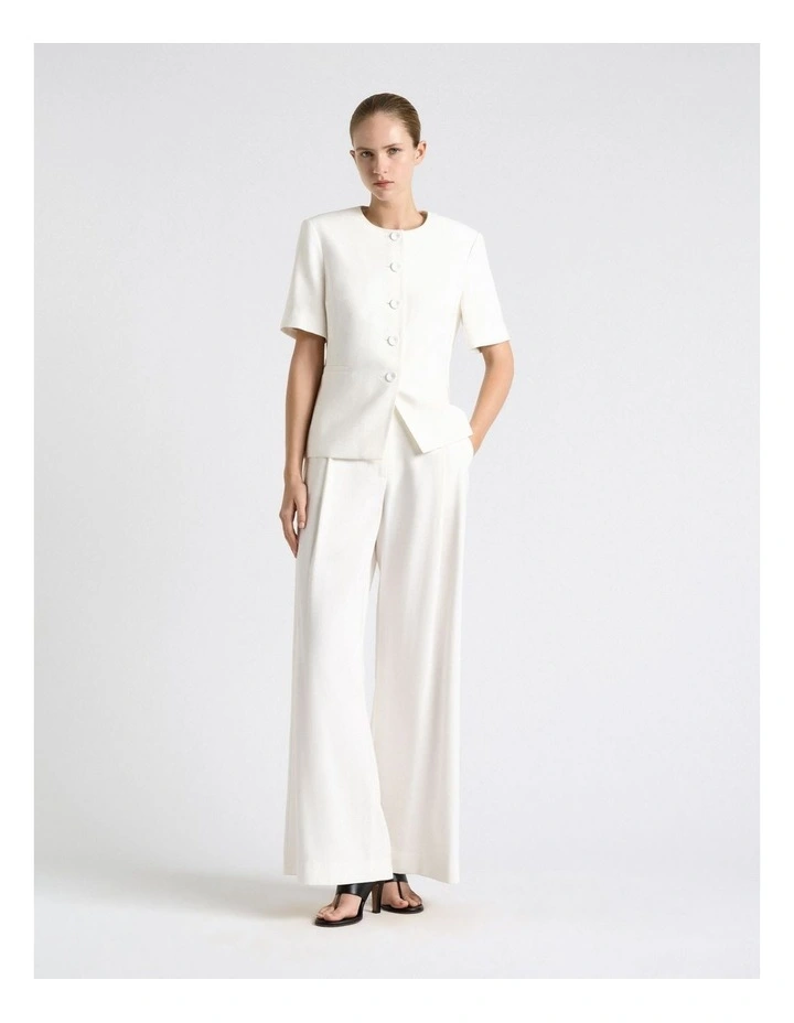 Viscose Twill Short Sleeve Top in Ivory image 4