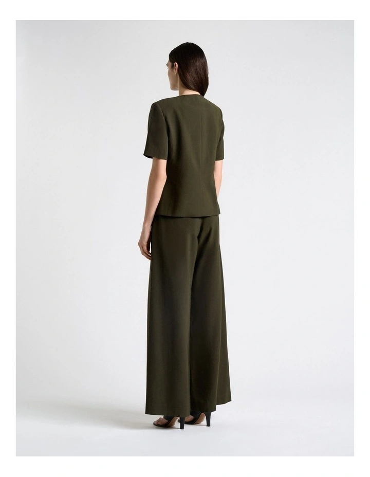 Olivine Viscose Twill Short Sleeve Top image 2