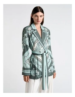 Ornate Tile Tie Belt Blazer