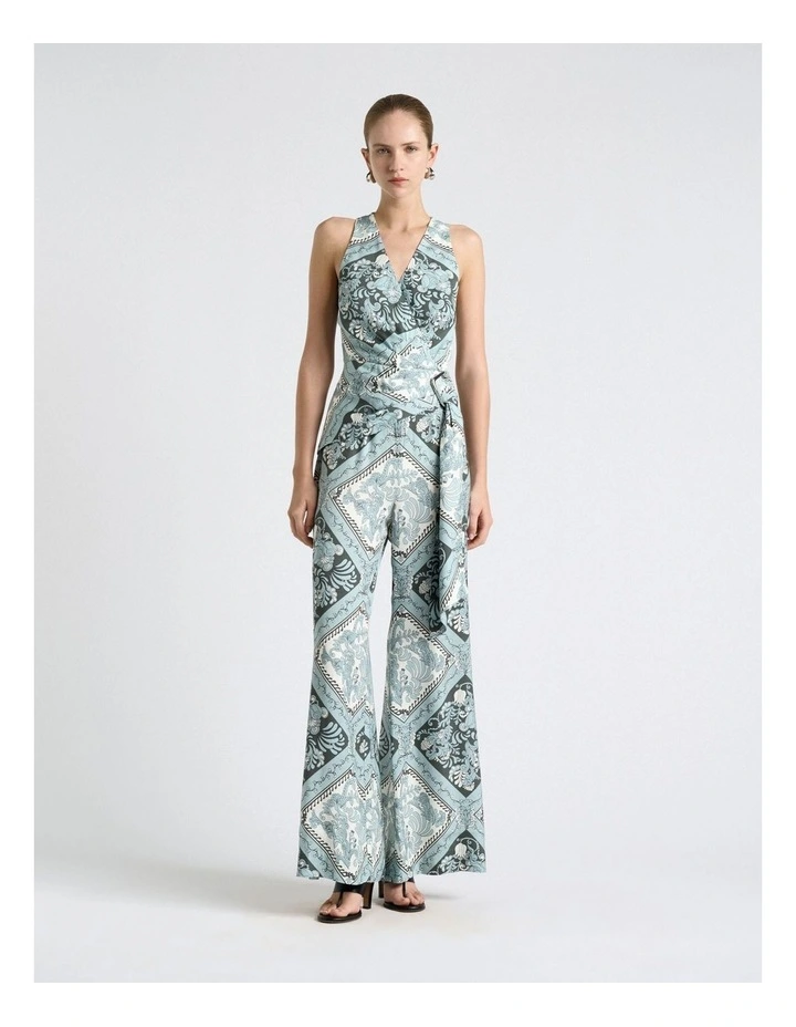 Ornate Tile Halter Jumpsuit in Green image 1