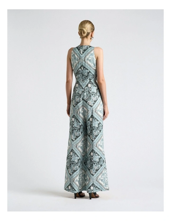 Ornate Tile Halter Jumpsuit in Green image 2