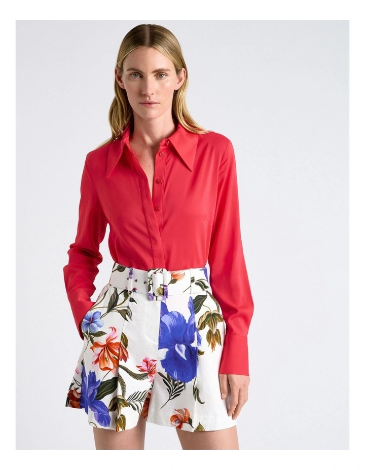 Stretch Viscose Classic Shirt in Pink image 1