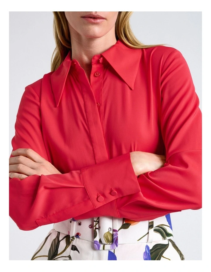 Stretch Viscose Classic Shirt in Pink image 3