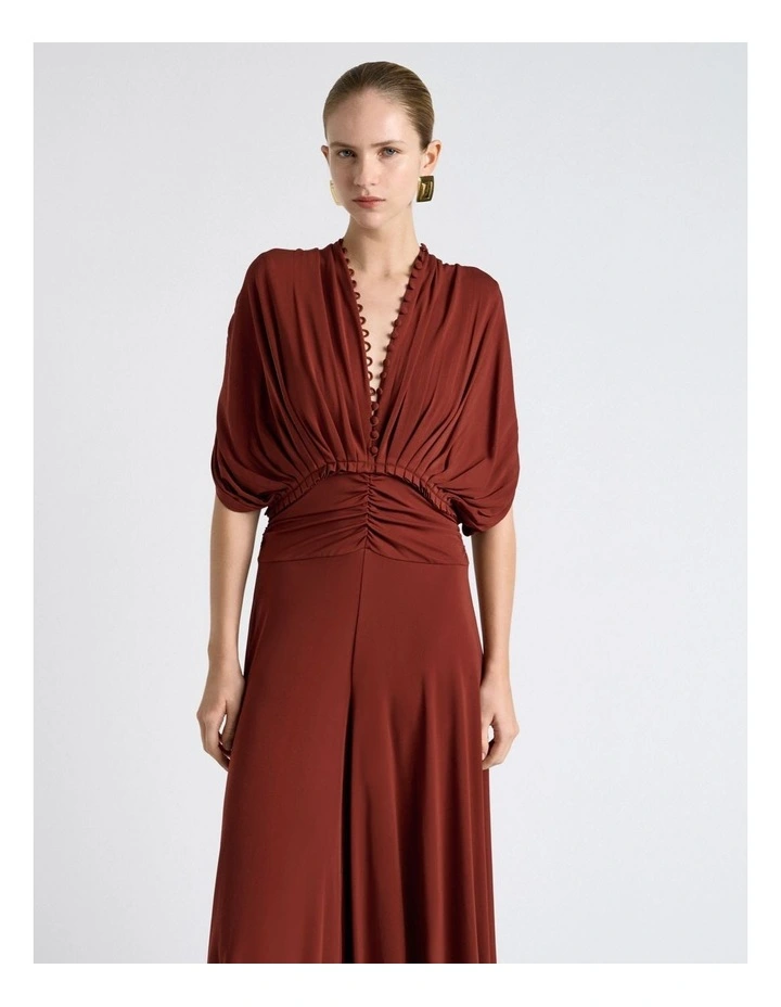 Jersey Pleated Wide Leg Jumpsuit in Red image 3